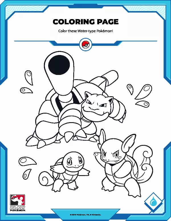 Water Pokémon Colouring Sheet